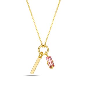 SPES PEMBE GOLD SWAROVSKI I HARF KOLYE - Görsel 1