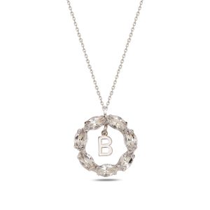 NEPTUN SILVER SWAROVSKI B HARF KOLYE - Görsel 1