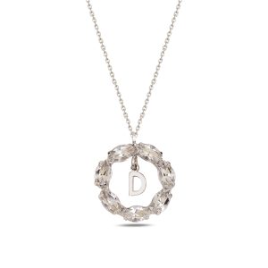 NEPTUN SILVER SWAROVSKI D HARF KOLYE - Görsel 1