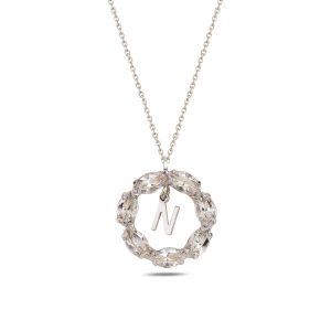 NEPTUN SILVER SWAROVSKI N HARF KOLYE